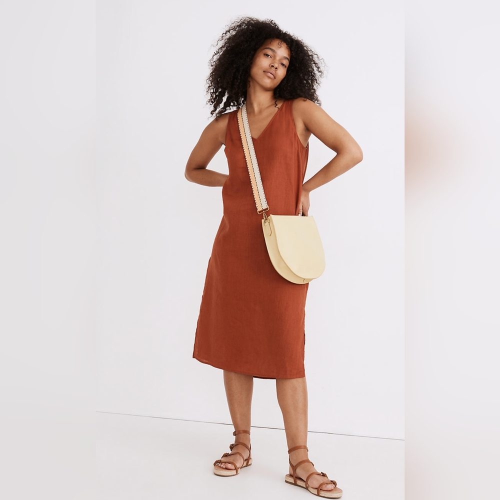 Linen blend sleeveless dress